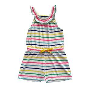 Mini Boden Rainbow Stripe Tank Romper Size 4-5y